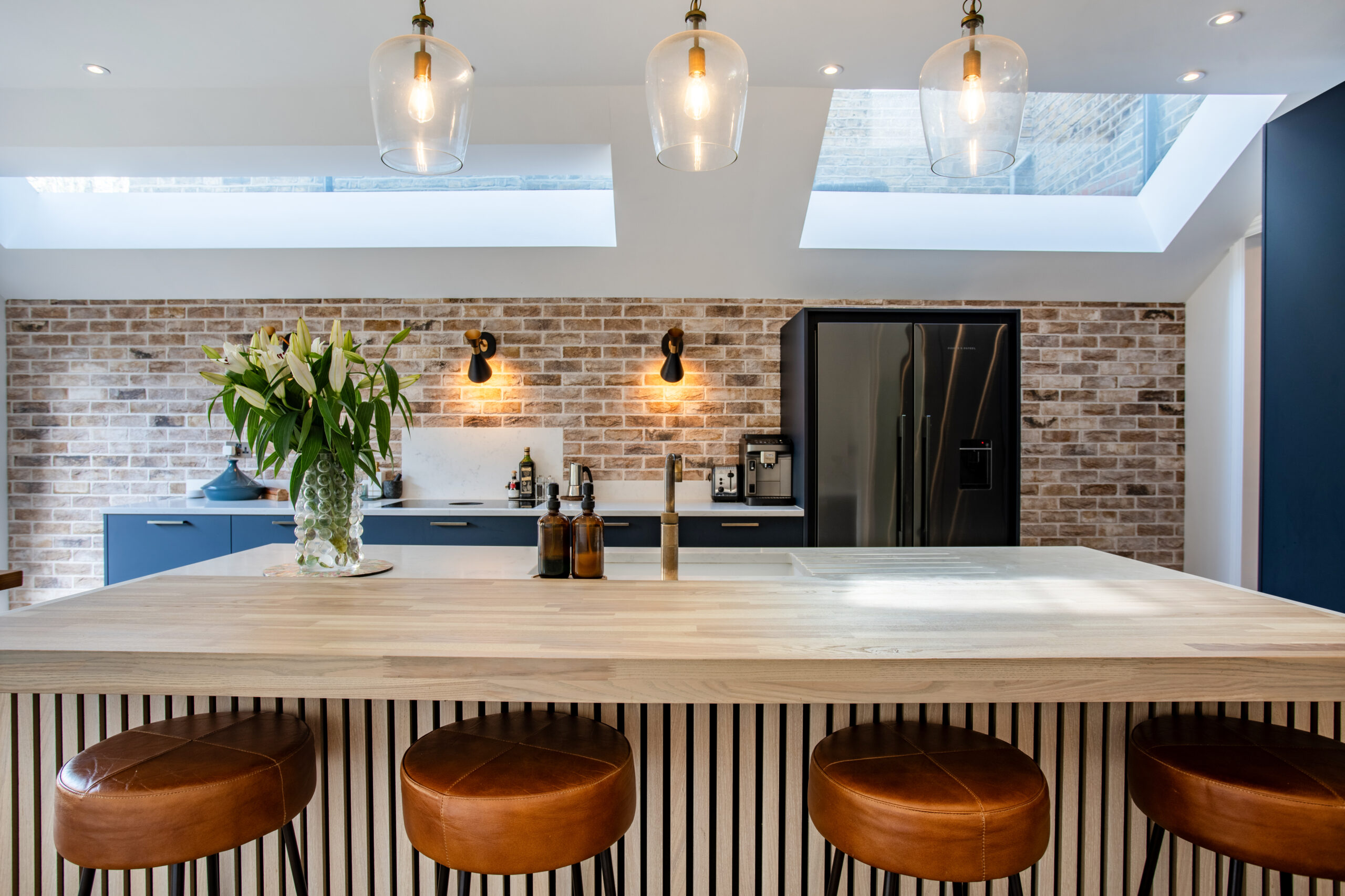 inside the newly renovated kitchen - worktop with lighting