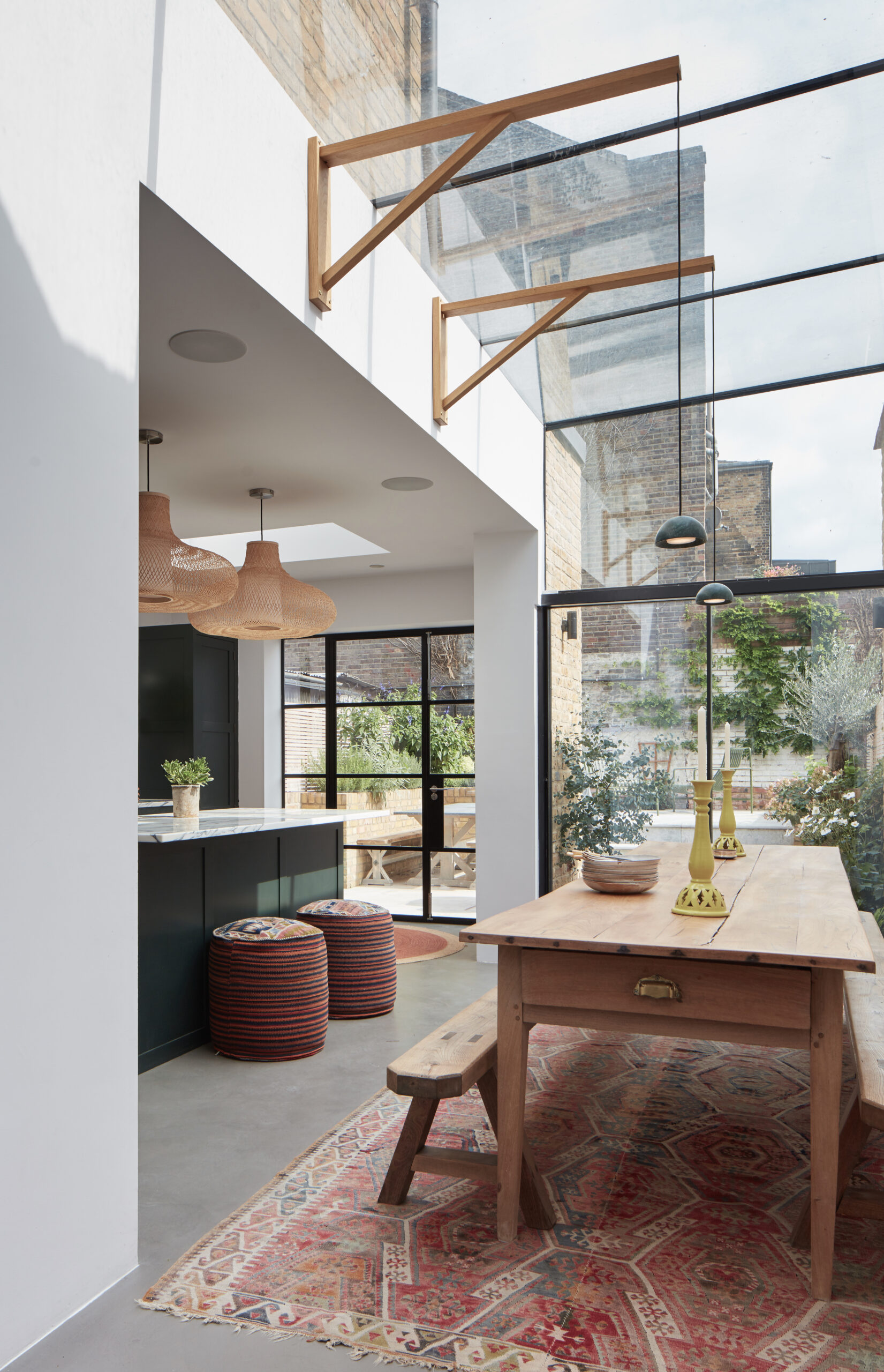 glass roof in kitchen extension